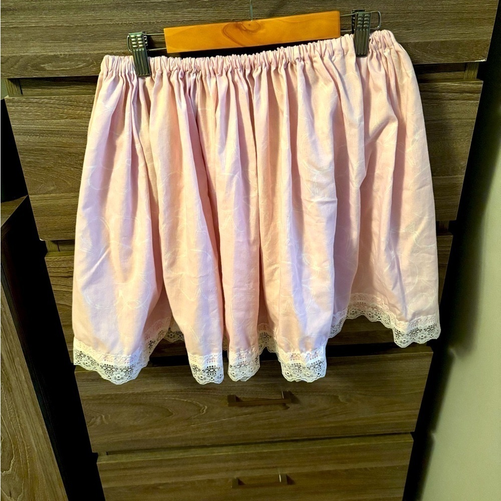 Women Homemade Pink Pastel Lace Mini Skirt S/M